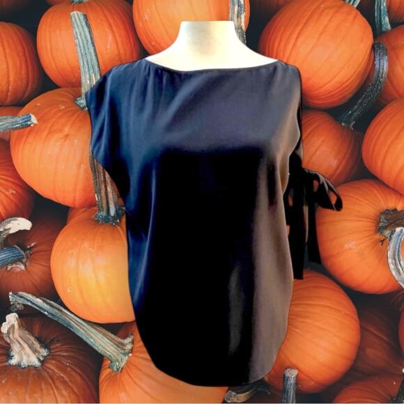 HELMUT LANG deep navy one off shoulder cap sleeve blouse SZ XS - Picture 3 of 11